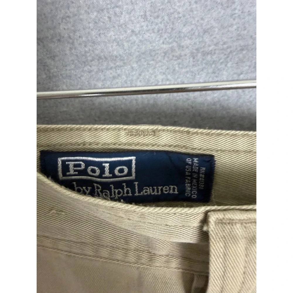 Vintage Polo Ralph Lauren Khaki Cargo Pants Mens 40x32 Tan Cotton Twill Straight